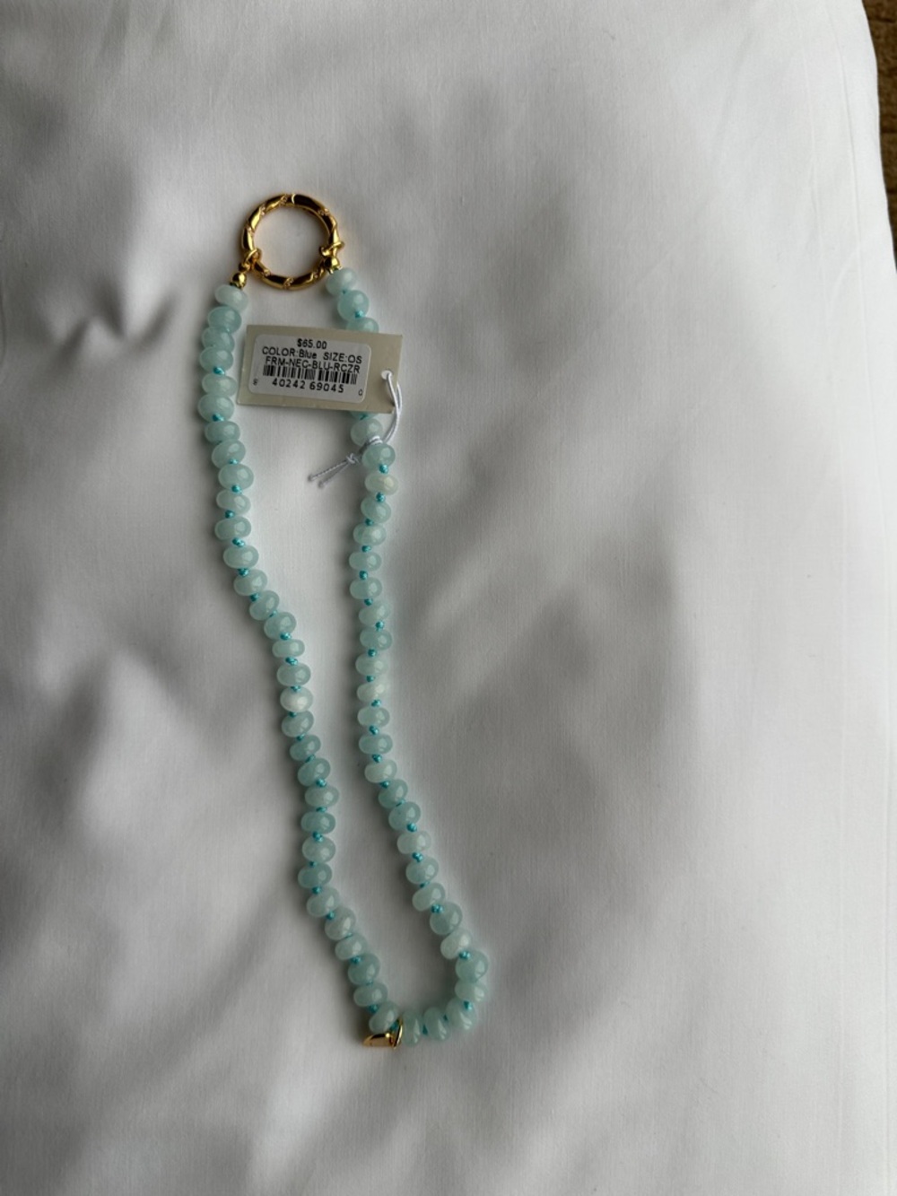 Little Words Project Aqua/Blue Beaded Necklace with Gold Ring Mother’s Day gift - Picture 2 of 6